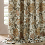 Floral Beige Curtains - Cray Floral Chenille Pencil Pleat Curtains Stone/Clay Morris & Co