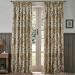 Floral Beige Curtains - Cray Floral Chenille Pencil Pleat Curtains Stone/Clay Morris & Co