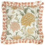 Floral Orange Cushions - Cray Tasselled Velvet Cushion Cover Stone/Clay Morris & Co