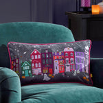  Black Cushions - Creepy Town Velvet Piped Cushion Cover Charcoal Black furn.