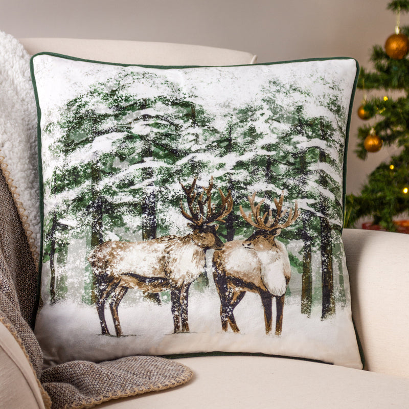 furn. Reindeer Cushion Cover in Green