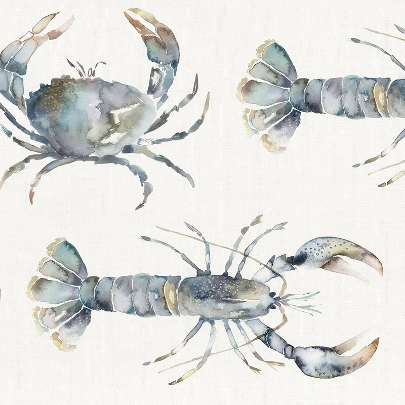 Crustaceans Printed Fabric Sample Swatch Slate