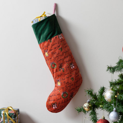  Multi Accessories - Christmas Spirit Printed Velvet Xmas Stocking Multicolour furn.