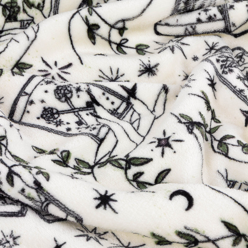  Green Throws  - Celestial Stories Printed Sherpa Fleece Throw Green Furn