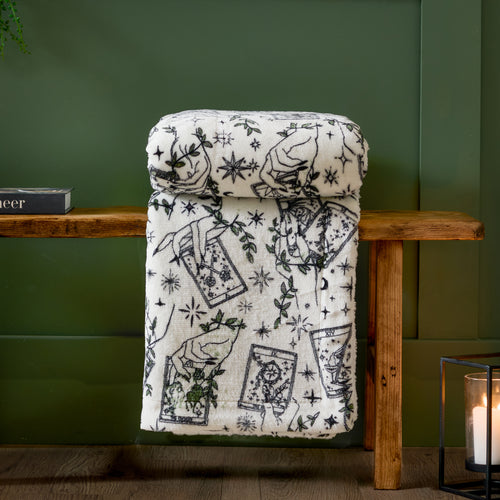  Green Throws  - Celestial Stories Printed Sherpa Fleece Throw Green Furn