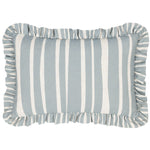 Striped Cream Cushions - Carmon Stripe Ruffle Cushion Cover Linen/Blue furn.