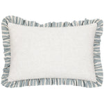 Striped Cream Cushions - Carmon Stripe Ruffle Cushion Cover Linen/Blue furn.