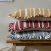 Striped Cream Cushions - Carmon Stripe Ruffle Cushion Cover Linen/Ochre furn.