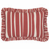 Striped Cream Cushions - Carmon Stripe Ruffle Cushion Cover Linen/Red furn.