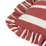 Striped Cream Cushions - Carmon Stripe Ruffle Cushion Cover Linen/Red furn.