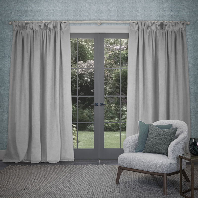 Voyage Maison Cube Velvet Pencil Pleat Curtains in Aluminium