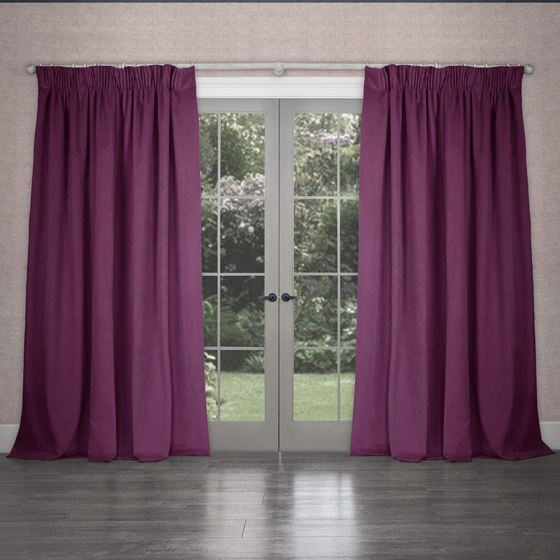 Voyage Maison Cube Velvet Pencil Pleat Curtains in Amethyst