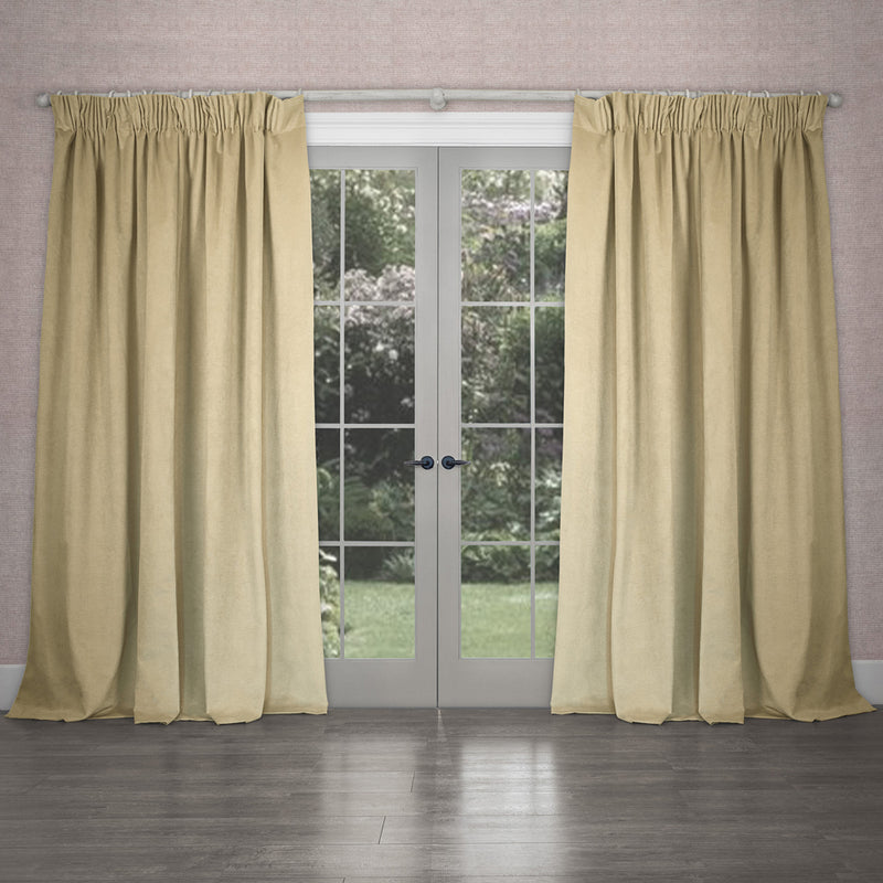 Voyage Maison Cube Velvet Pencil Pleat Curtains in Feather