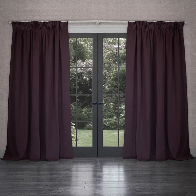 Voyage Maison Cube Velvet Pencil Pleat Curtains in Mauve