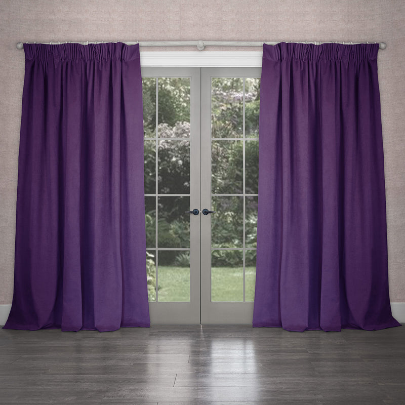 Voyage Maison Cube Velvet Pencil Pleat Curtains in Plum