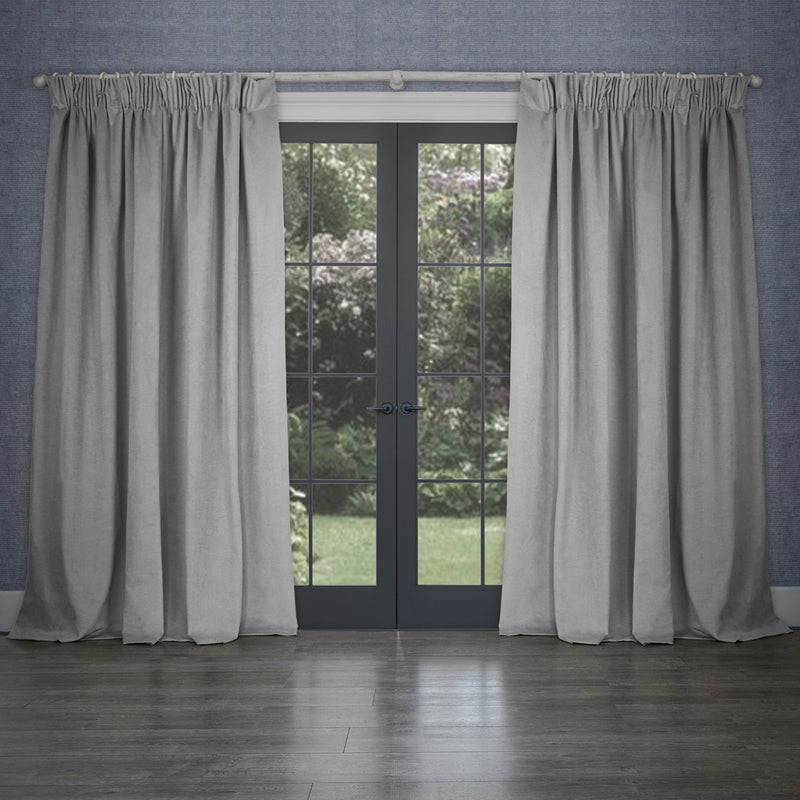 Voyage Maison Cube Velvet Pencil Pleat Curtains in Silver