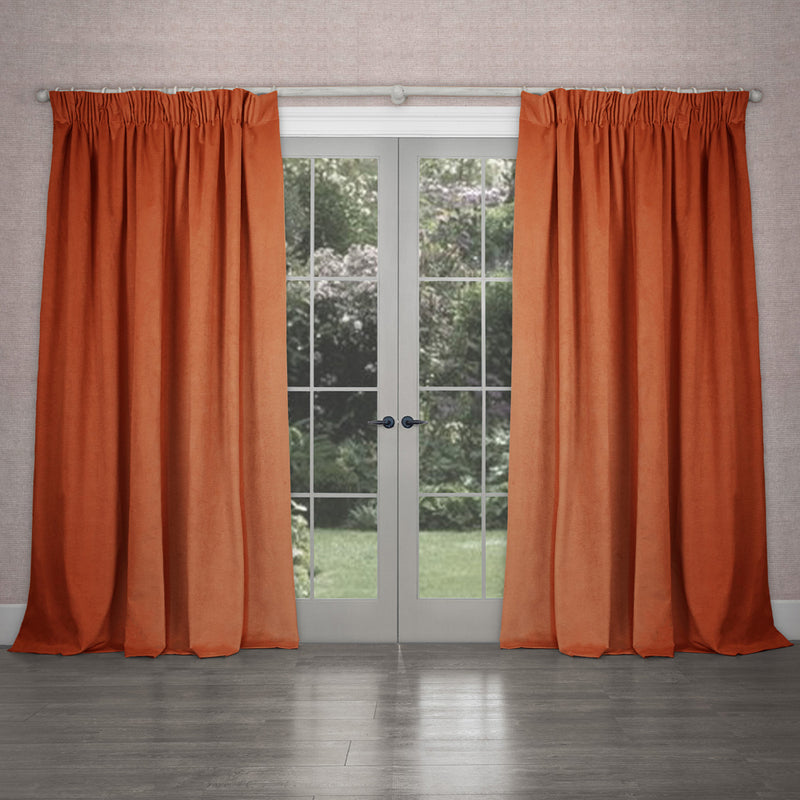 Voyage Maison Cube Velvet Pencil Pleat Curtains in Spice