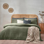 Yard Chunky Waffle Duvet Cover Set in Eucalyptus