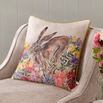 Animal Brown Cushions - Country Wilds Blossom Hare Printed Cushion Cover Multicolour Wylder Nature