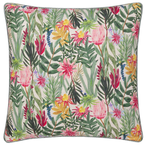 Floral Green Cushions - Country Wilds Blossom Printed Cushion Cover Multicolour Wylder Nature