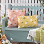 Floral Pink Cushions - Daisies Floral Reversible Outdoor Cushion Cover Pink Wylder