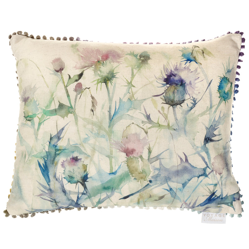 Floral Purple Cushions - Damson Printed Cushion Cover Bristle Voyage Maison