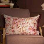 Damask Pink Cushions - Daphne Printed Ruche Fringe Feather Filled Cushion Primrose Voyage Maison