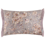 Damask Purple Cushions - Daphne Printed Ruche Fringe Feather Filled Cushion Viola Voyage Maison