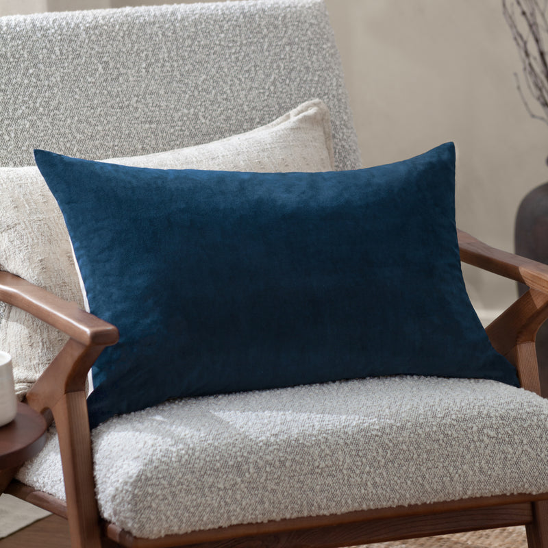 Plain Blue Cushions - Darland Velvet Cushion Cover Indigo Yard