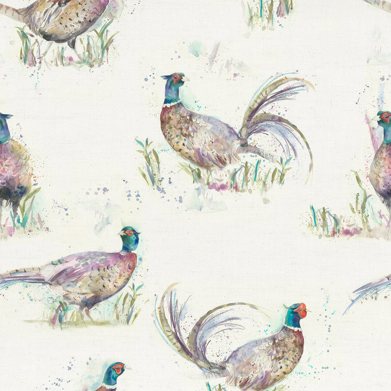 Dashing Pheasants Printed Fabric Sample Swatch Multi