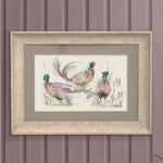 Dashing Pheasants Framed Print Birch