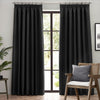 Plain Black Curtains - Dawn Blackout Pencil Pleat Curtains Black furn.