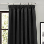 Plain Black Curtains - Dawn Blackout Pencil Pleat Curtains Black furn.