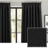 Plain Black Curtains - Dawn Textured Blackout Pencil Pleat Curtains Black furn.