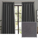 Plain Grey Curtains - Dawn Blackout Pencil Pleat Curtains Charcoal furn.