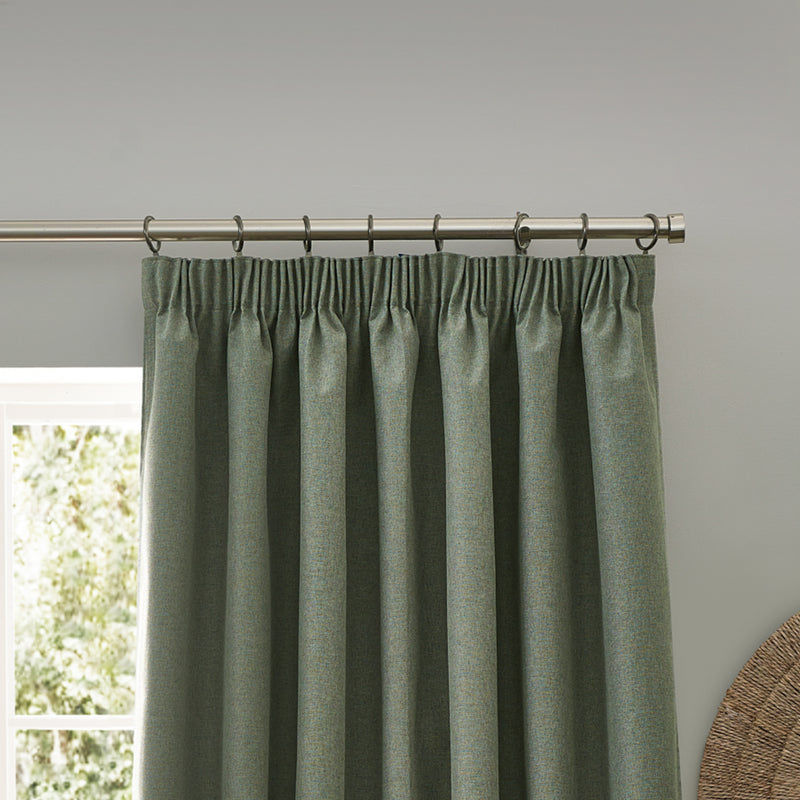 Dawn Blackout Pencil Pleat Curtains Eucalyptus