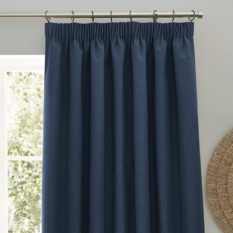 Plain Blue Curtains - Dawn Blackout Pencil Pleat Curtains Midnight furn.