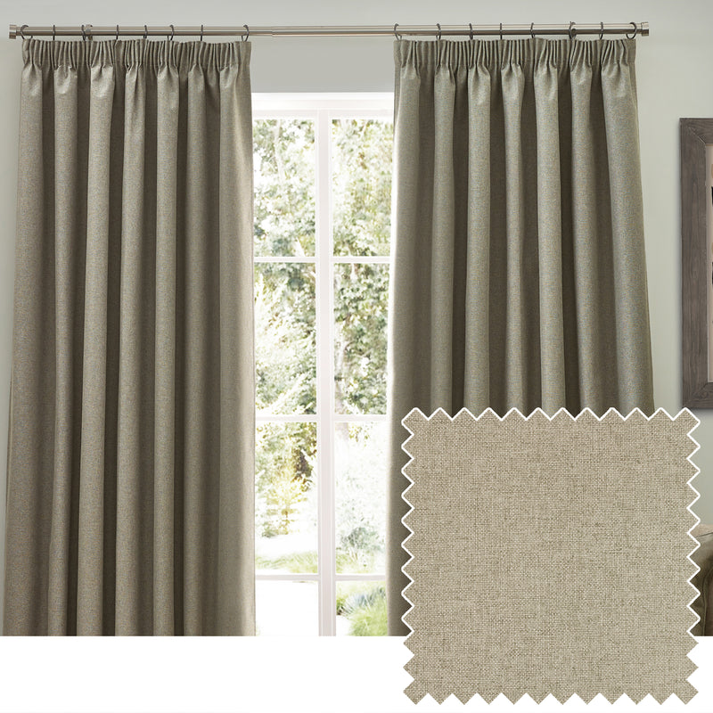 Plain Beige Curtains - Dawn Blackout Pencil Pleat Curtains Natural furn.