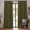 Plain Green Curtains - Dawn Blackout Pencil Pleat Curtains Olive furn.