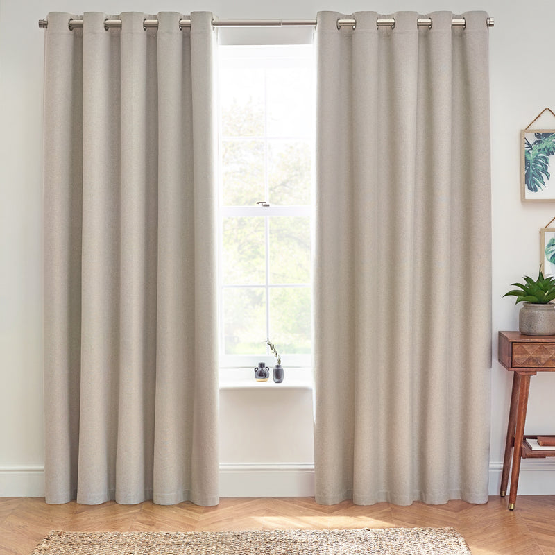 furn. Dawn 100% Blackout Thermal Eyelet Curtains in Linen