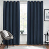 Plain Blue Curtains - Dawn Textured Blackout Eyelet Curtains Midnight furn.