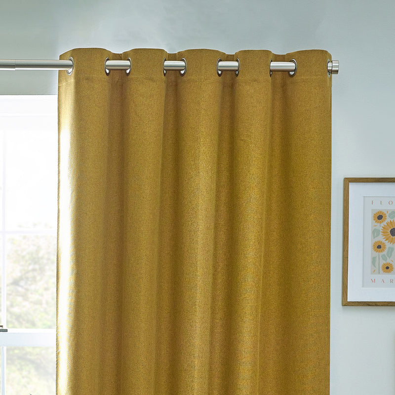 furn. Dawn 100% Blackout Thermal Eyelet Curtains in Mustard