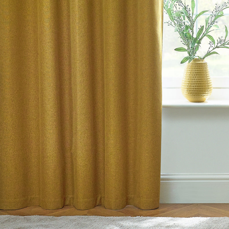 furn. Dawn 100% Blackout Thermal Eyelet Curtains in Mustard