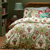 Geometric Green Bedding - Dawson Ikat Reversible Duvet Cover Set Cedar Green Paoletti - Seventy Three