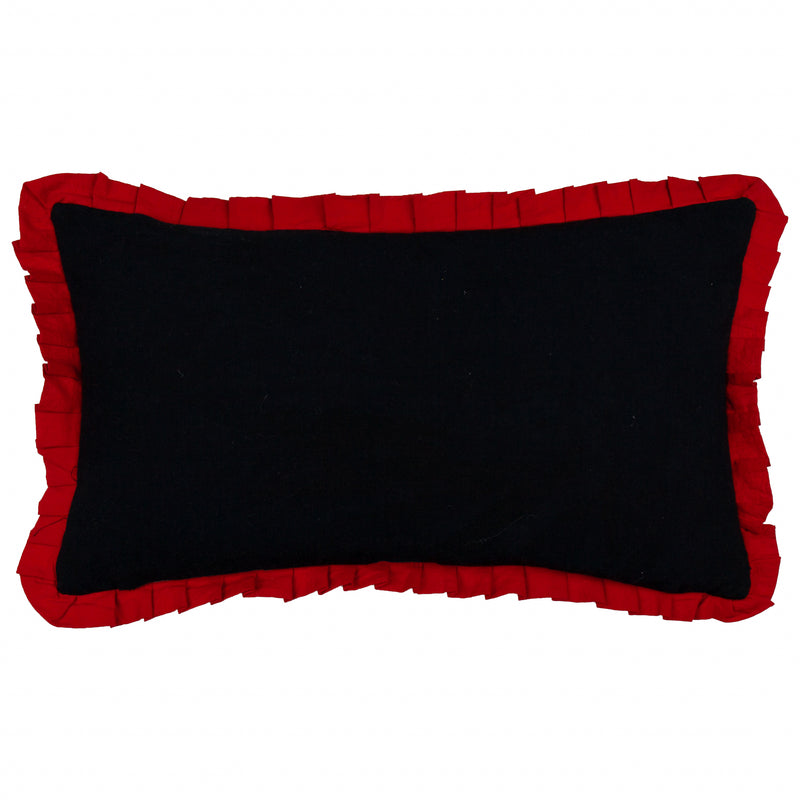 Animal Black Cushions - Darkling Beetles Embroidered Velvet Cushion Cover Crimson/Black Wylder