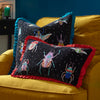 Animal Black Cushions - Darkling Beetles Embroidered Velvet Cushion Cover Crimson/Black Wylder