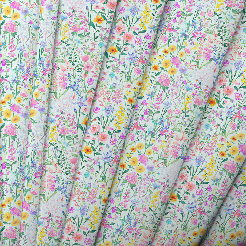 Voyage Maison Prado Flores Printed Fine Lawn Cotton Apparel Fabric in Glacier