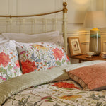 Floral Orange Bedding - Delamere 100% Cotton Reversible Duvet Cover Set Multicolour Voyage Maison