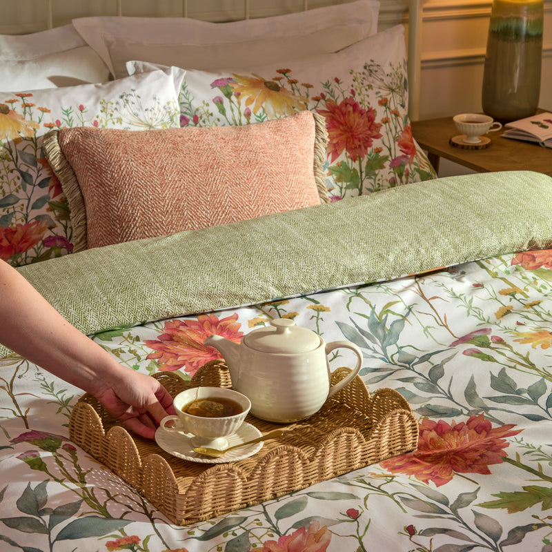 Floral Orange Bedding - Delamere 100% Cotton Reversible Duvet Cover Set Multicolour Voyage Maison