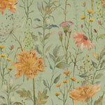 Floral Green Fabric - Delamere Printed Cotton Fabric (By The Metre) Sage Voyage Maison